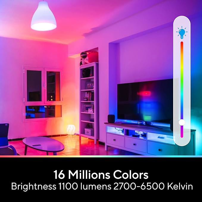 U-tec Smart Light Bulbs, 1100 Lumen, 90+CRI WiFi Mesh & Bluetooth Color Changing A19 Light Bulb, 16 Million DIY Colors RGB Light Bulbs, Compatible with Alexa, Google Assistant Home App, 4 Pack