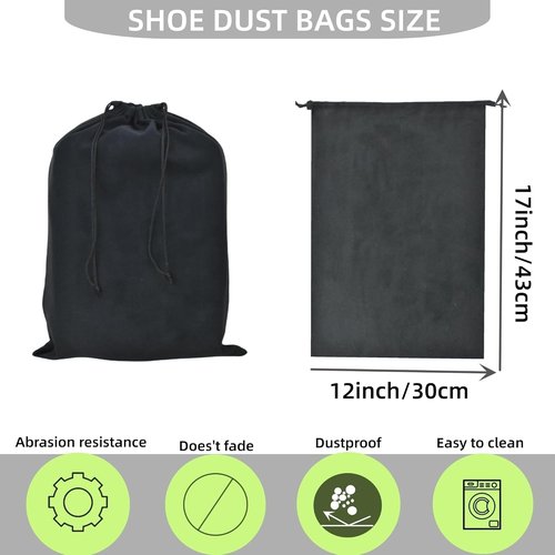 GONGKANGYUAN Shoe Bags - 2 Pack Flannel Travel Pouches with Drawstring for Men & Women