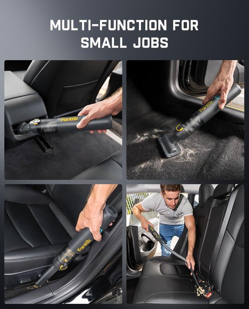 Fanttik Slim V8 APEX Car Vacuum - 4-in-1 Portable Mini Cordless Vacuum with 19000Pa Suction Power | Handheld for Car & Office (Gray)