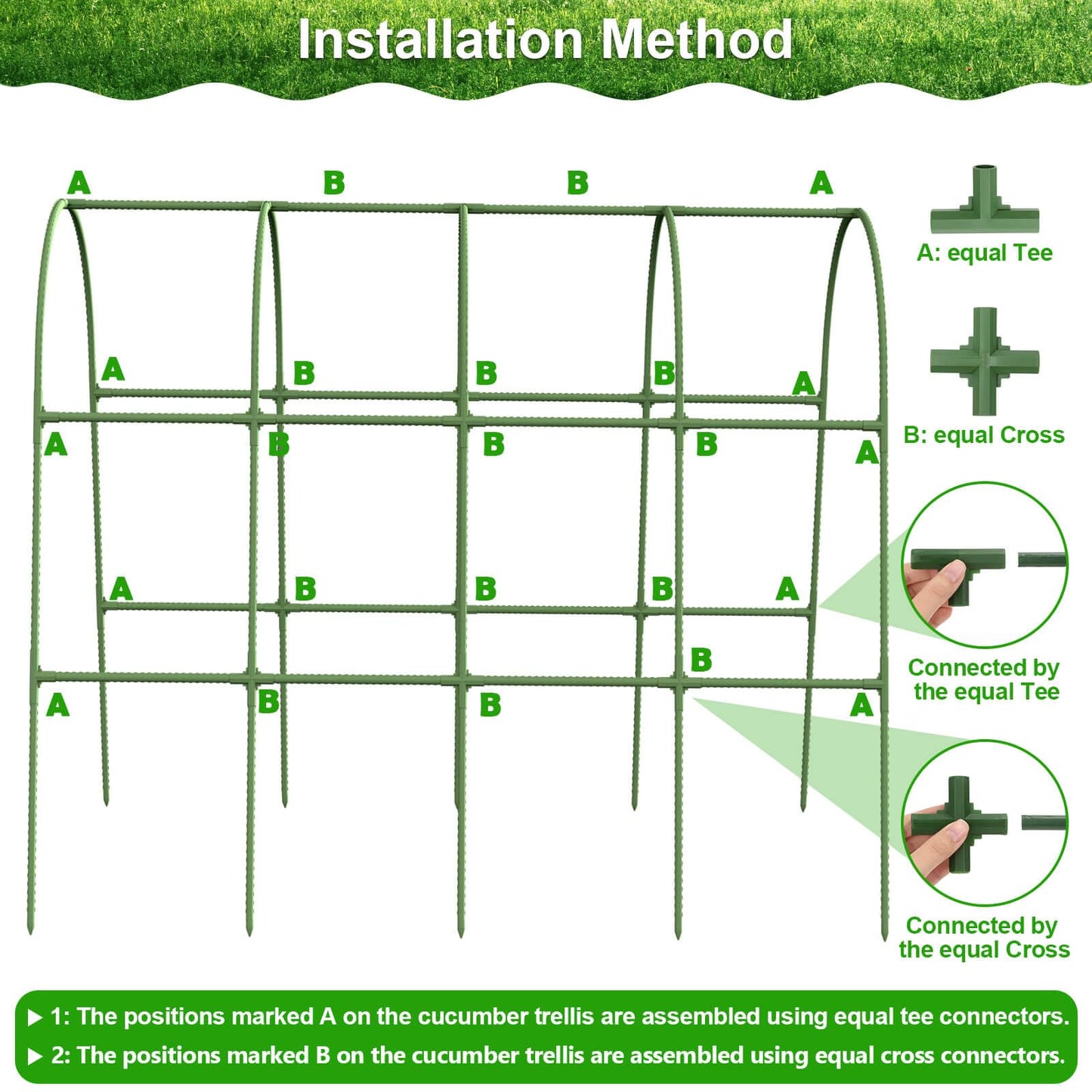 Cludoo Cucumber Trellis for Raised Bed Garden, U-Shape Arch Trellis for Climbing Plants Outdoor, Metal Vegetables Trellis with Netting, Garden Trellis for Cucumber Plants Sweet Pea Bean Grape