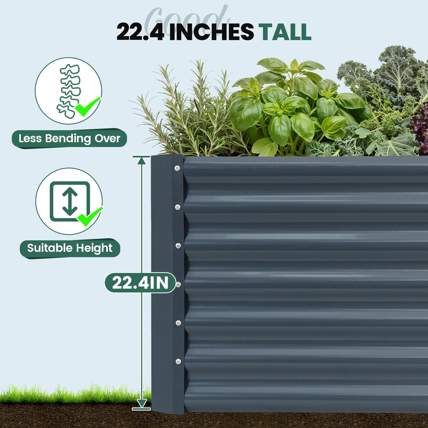 G GOOD GAIN 6x3x2 ft Galvanized Raised Garden Bed Kit, Large Metal Planter Box Outdoor for Vegetables, Flowers, Herbs, 269 Gallon Capacity Deep Root Design, Grey