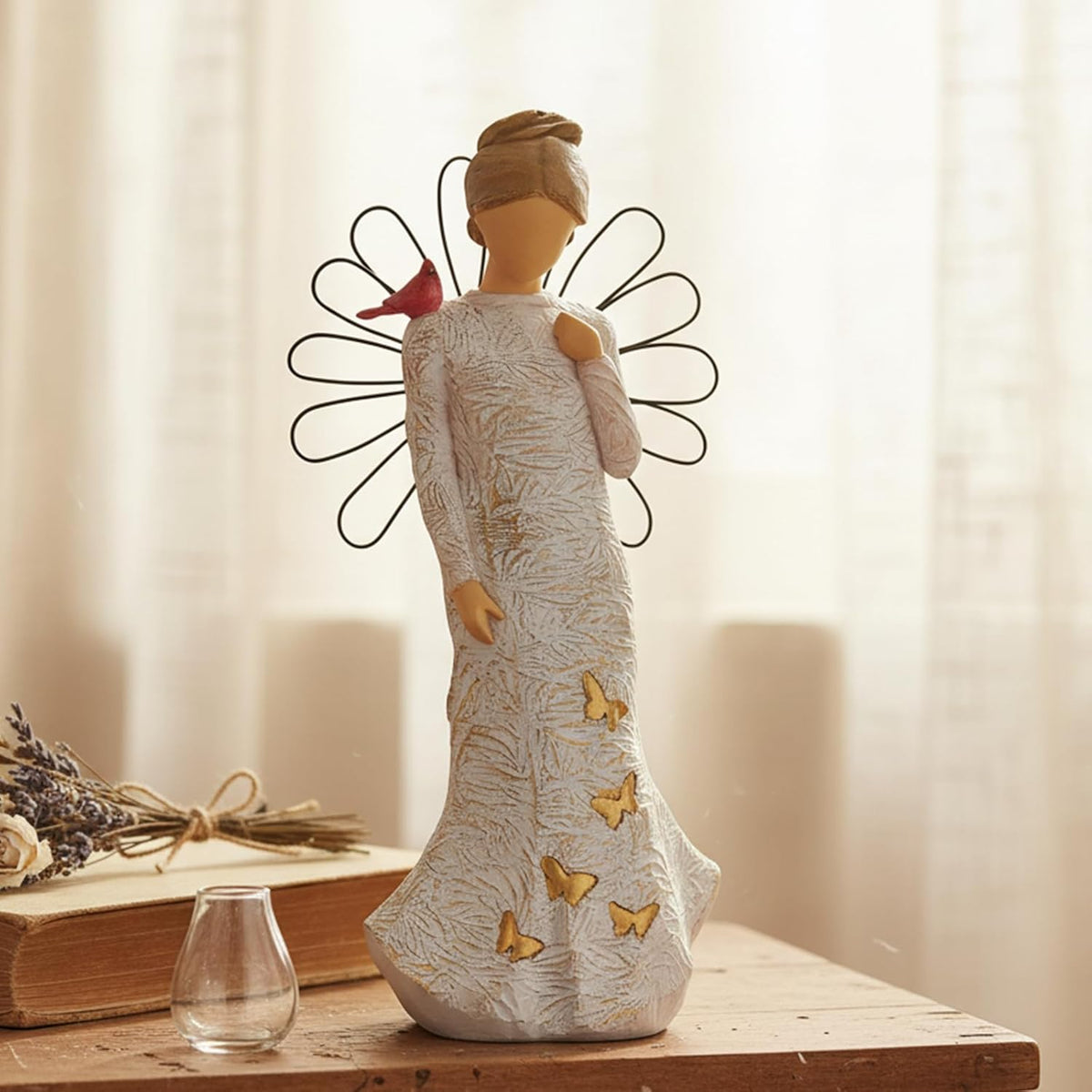 NAN ZAI NAN FANG Sympathy Angel Figurines - Hand-Painted Resin Statues for Loss & Bereavement Gifts