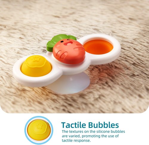 LiKee Fidget Rotating Sensory Bath Toys - Strong Suction Cups for Travel & Play | Ideal for 10+ Months
