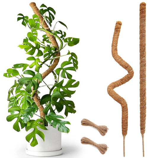 2 Pack 25" Moss Pole, Bendable Moss Pole for Plants Monstera, Moss Poles for Climbing Plants Indoor, Handmade Coco Coir Plant Pole Sticks Support Stakes for Potted Plants
