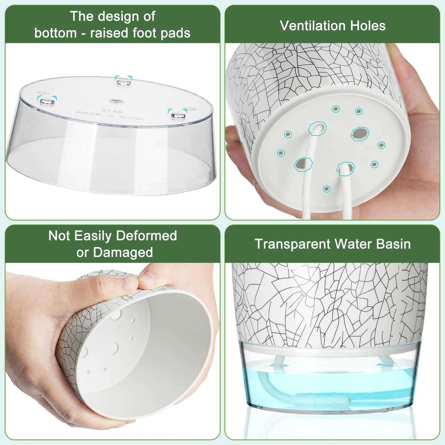 Samhe Self Watering Pots for Indoor Plants, 4/5.5/6.3 Inch Plant Pots Indoor Outdoor with Drainage Holes, Deep Reservoir, Plastic Self Watering Flower Pots