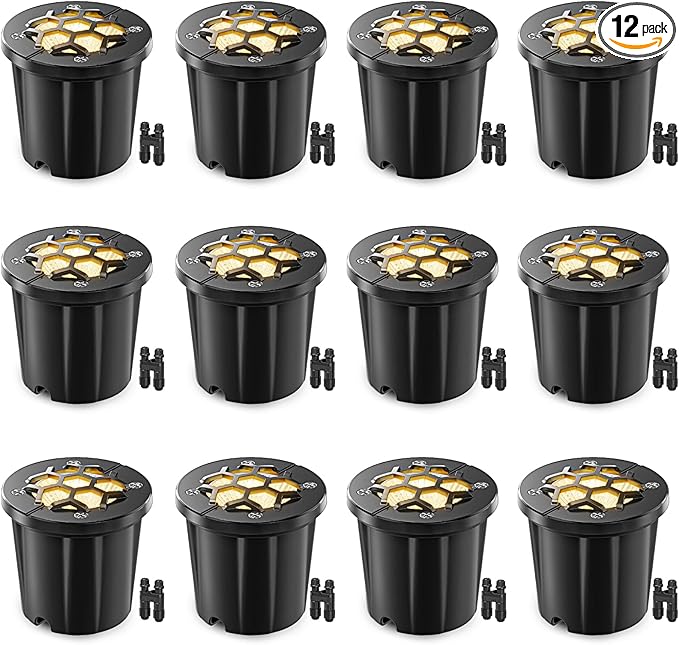 HIBOITEC Low Voltage Landscape Lights 12W, LED Outdoor In-Ground Lights 1200LM Ultra Bright Waterproof IP67 Pathway Lights, 12-24V AC/DC Landscape Lighting for Yard Garden Tree Uplighting, 12 Pack