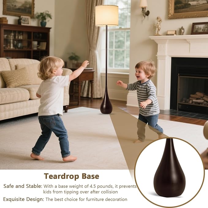 71" inch Contemporary Floor Lamps for Living Room Teardrop Mid Century Modern MCM Extal Tall Large Statement Floor Lamps Warm Light(3000k) Corner Standing Lamp for Bedroom-Black"