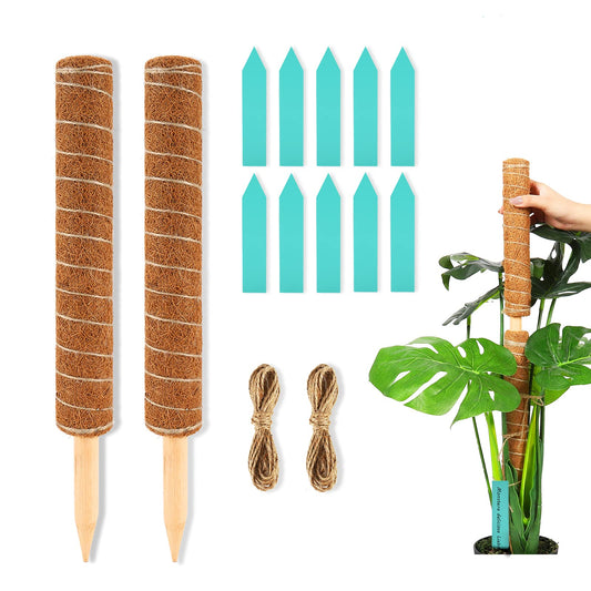 DACHUI 24 Inches Moss Poles for Climbing Plants, 2 Pcs Coco Coir Totem Pole-Support Indoor Plants to Grow Upwards