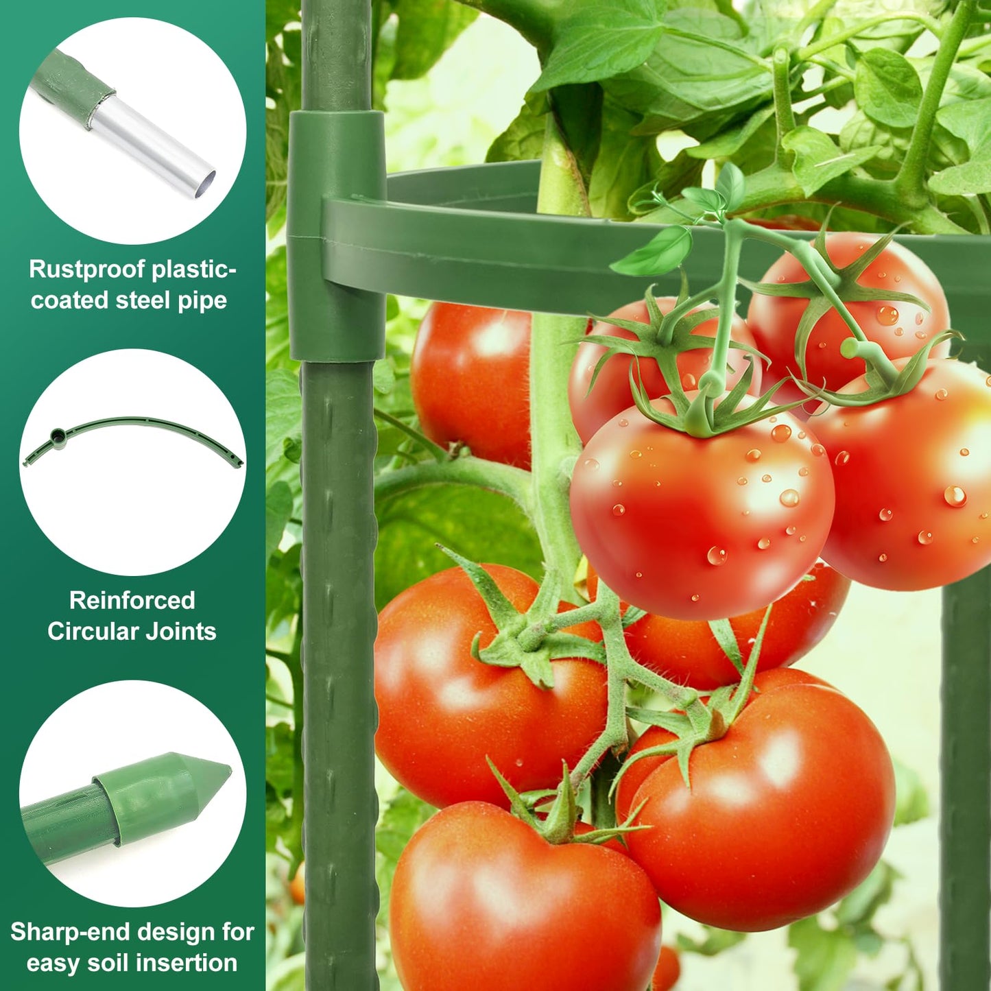 Tiuire Tomato Cages for Garden,4 Pack 50in Tall Tomato Plant Support Stakes Adjustable Heavy Duty Steel Plant Tower Stakes, Updated Cucumber Trellis Garden Cages for Climbing Plants Vegetable Flowers