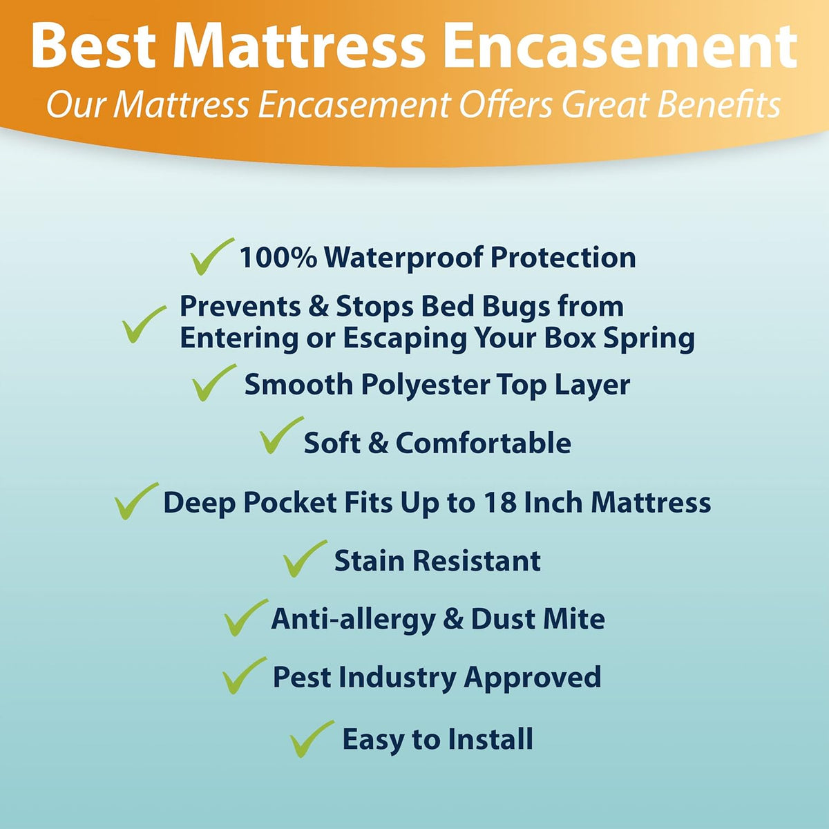 Waterproof Mattress Protector by [Brand Name] | Queen Size 6-Sided Zippered Encasement, Breathable & Machine Washable, Fits Mattresses Up to 16” Deep