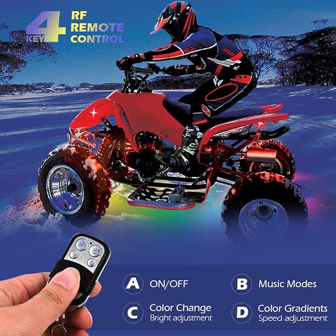 SHINIGHT 18 Pcs Motorcycle LED Light Kits, App Control Multicolor Waterproof Motorcycle LED Strip Lights with RF Remote, Music Sync & Multiple Scene Modes RGB LED Lights for Motorcycles