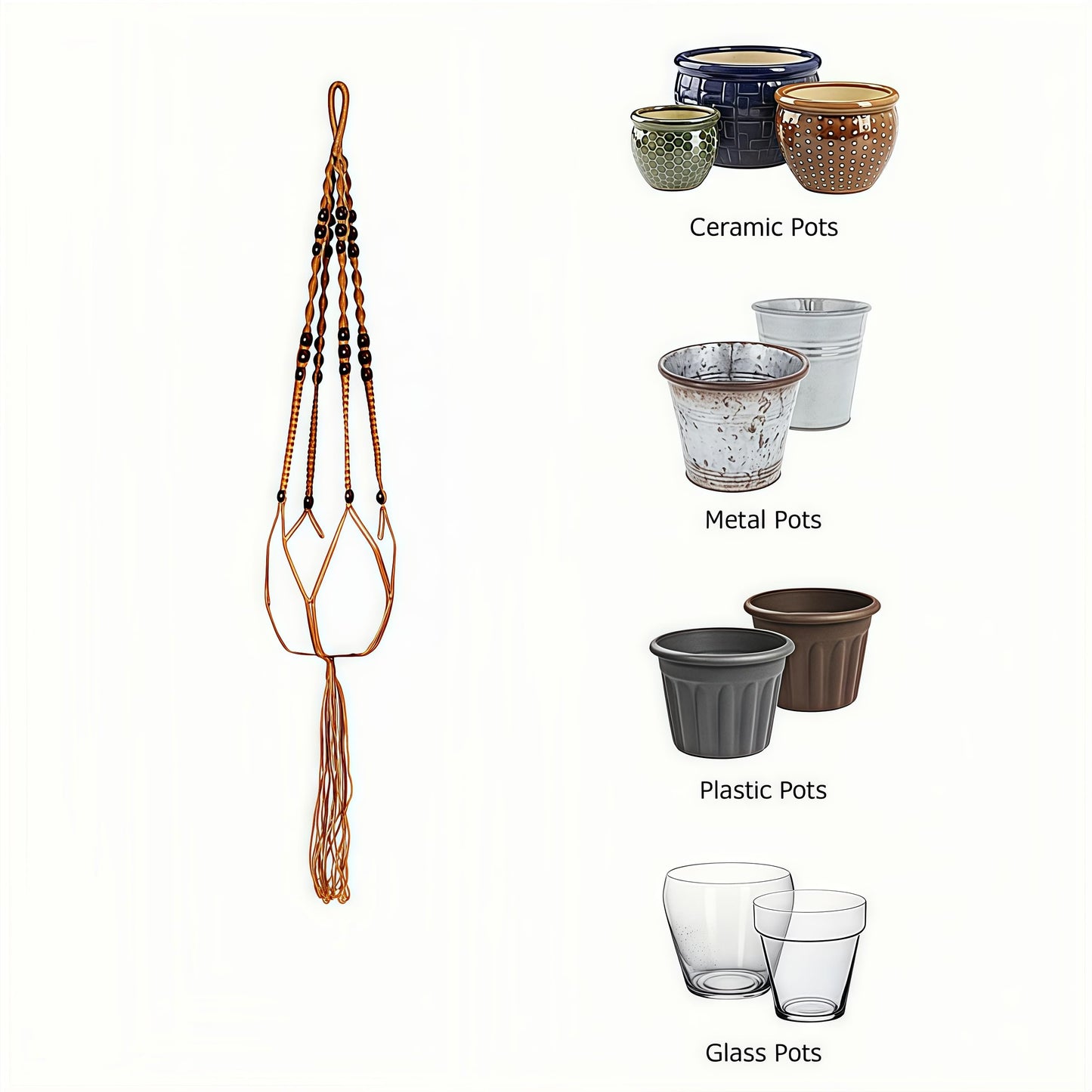 2 PCS Macrame Plant Hangers Indoor Outdoor Jute Hanging Planter Baskets with Wood Beads Handwoven Decorative Flower Pot Holders Boho Home Decor, 47" Beads Style+35" Simple Style (POTS NOT Included)