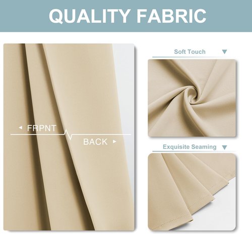 ChrisDowa Blackout Curtains - 120-Inch Thermal Insulated Grommet Panels for Bedroom & Living Room | Biscotti Beige, 2 Panels Set