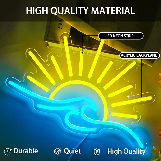 Sunrise Sunset Neon Sign Sun Wave LED Neon Lights for Bedroom Wall Decor, Dimmable USB Powered Neon Signs for Beach Bar, Living Room, Man Cave, Party Decorations