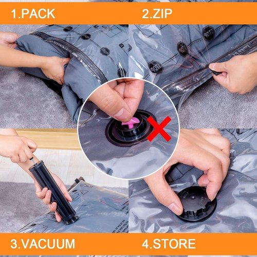 GONGSHI Vacuum Seal Bags - Space Saver for Travel & Home Storage | 32 Combo with Pump for Clothes & Blankets