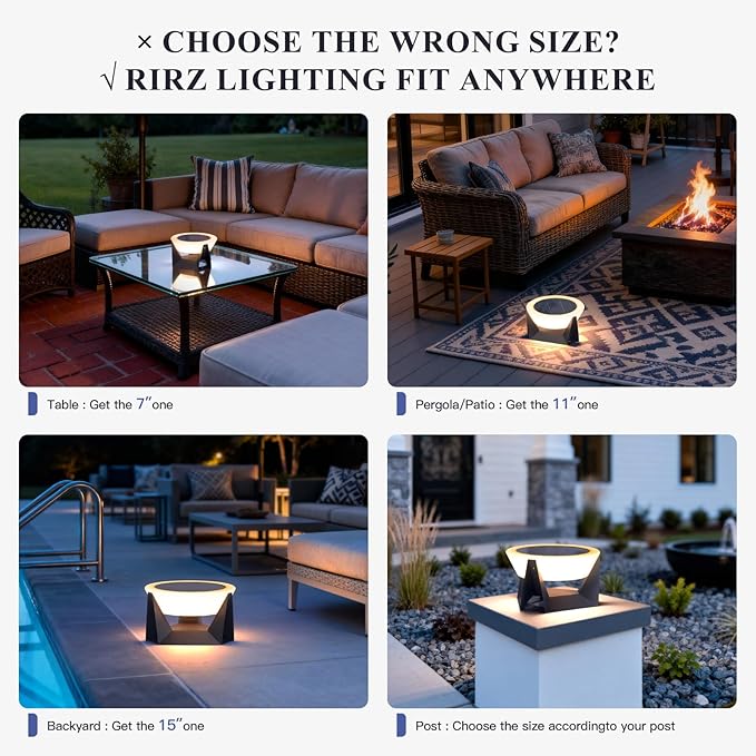 7.09" Solar Lanterns Outdoor Waterproof, 3000K Modern Unique Floor Lamp, Remote Control Outdoor Patio Floor Lamp, IP54 Waterproof Patio Lantern, Smart Solar Powered Porch Lantern for Patio Garden