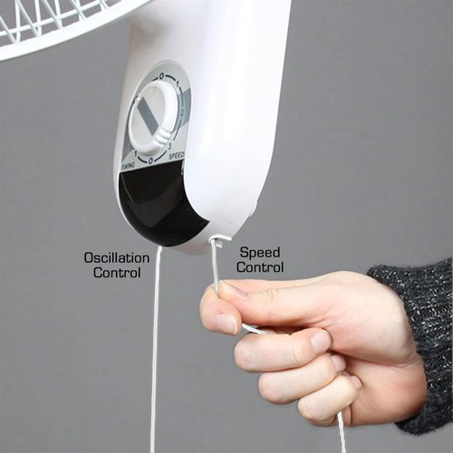Hurricane Classic Oscillating Wall Mount Fan w/ 3 Quite Speeds, White, 16" - Corded Electric Air Cooling Unit w/ Easy Pull Cord Controls for Home, Grow Tents, Offices, Sheds, Studios, Garages & Dorms