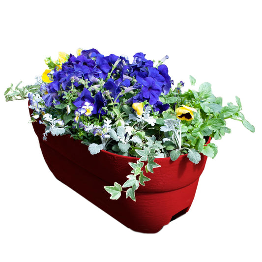 Bloomers Railing Planter with Drainage Holes – 24" Weatherproof Resin Planter – Red