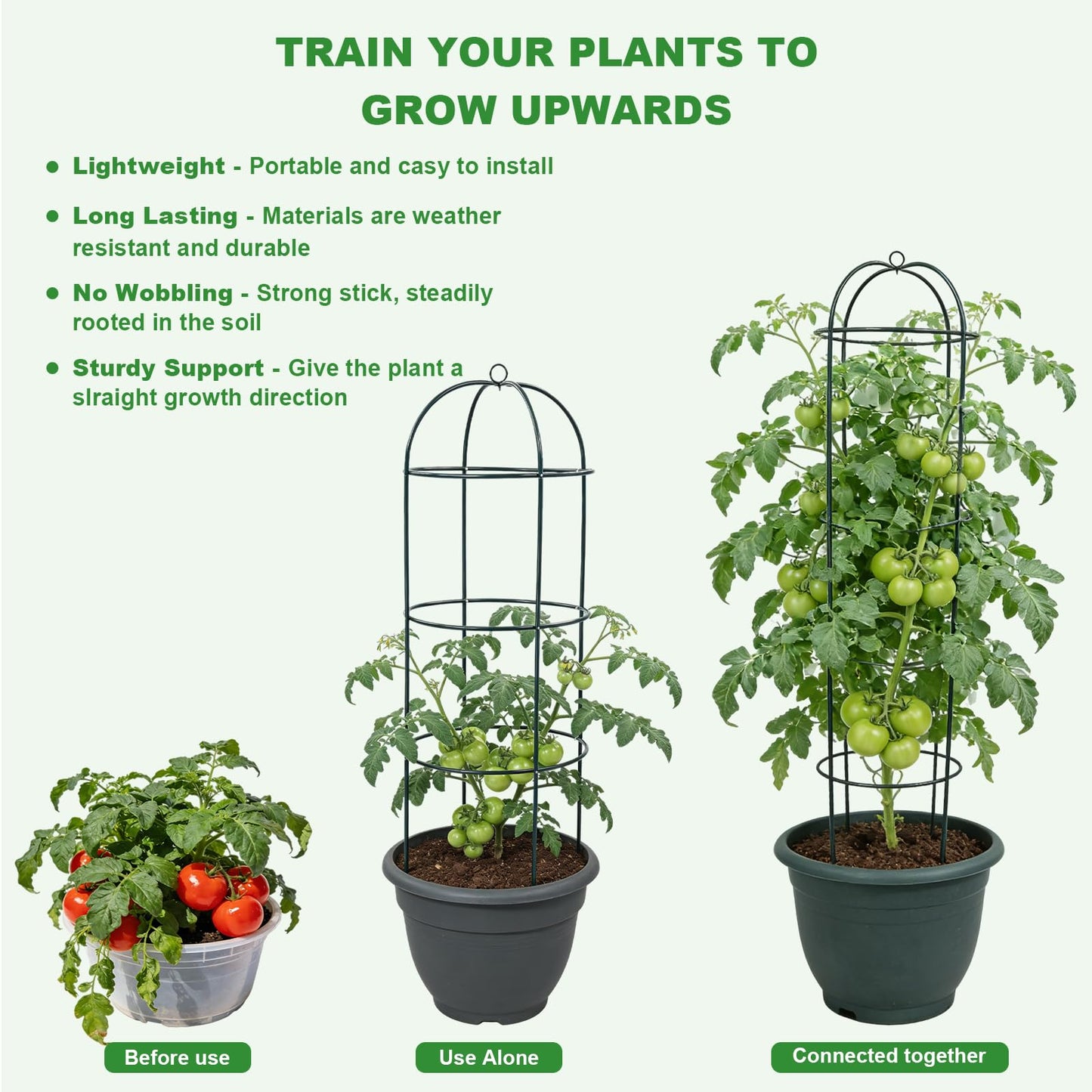 Garden Obelisk Trellis for Climbing Plants 69inch/5.7FT Heavy Duty Metal & Rustproof Plant Climbing Support for Garden Indoor Outdoor Potted Plant Flowers Fruits Vegetable Vines 1pack