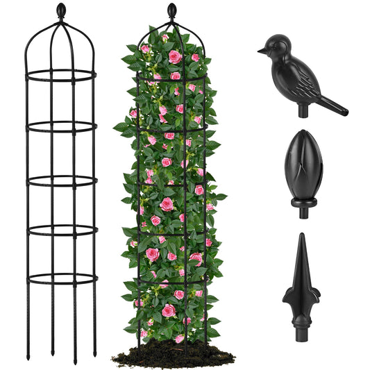 Garden Obelisk Trellis for Climbing Plants Outdoor 6.7 Ft Rose Bush Round Trellis for Pots Rustproof Metal Pipe with Plastic Coated Plant Flower Trellises for Clematis Vine Jasmine Support