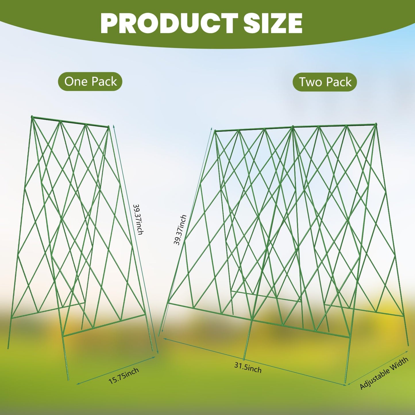 UrGROWA Cucumber Trellis 2 Pack, Foldable A-Frame Garden Trellis for Raised Bed Garden Grow Support with Plant Support Clips, Twist Ties, Plastic Ties, for Cucumber,Tomato, Climbing Plants and Flowers