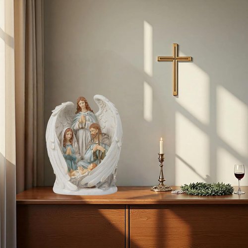 Braxio Indoor Nativity Angel Set - Holy Family Tabletop Christmas Decor | 10x6.5x12.4 Inch