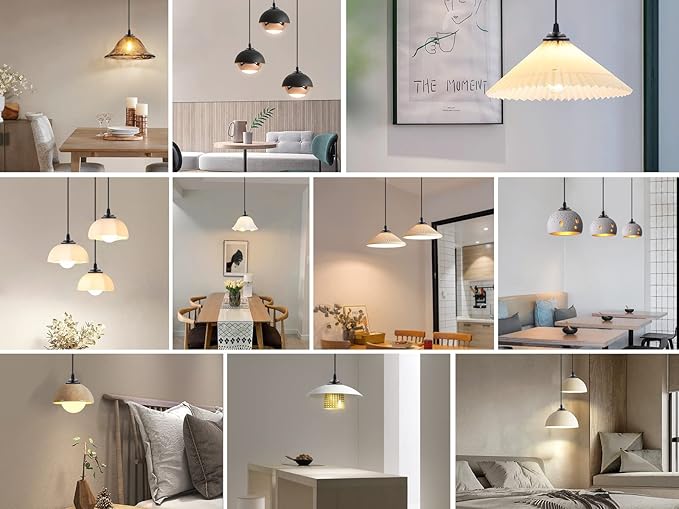 Industrial Mini Pendant Light Kit, Edison Retro Pendant, UL E26 Lamp Socket Vintage Pendant Light Cord, Mini Ceiling Hanging Light Fixtures, Adjustable Hanging Light Kit for Kitchen（Black）