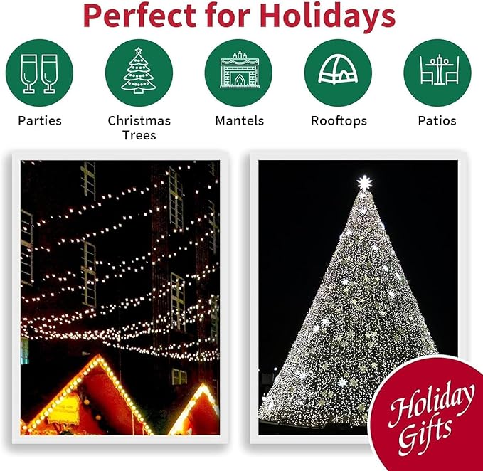 LAMPHOME 99ft Christmas Decorative Mini Lights, 300 LED Transparent Wire Fairy Starry String Lights Plug in, 16Lighting Modes for Indoor Outdoor Xmas Tree Wedding Party Decoration (White)