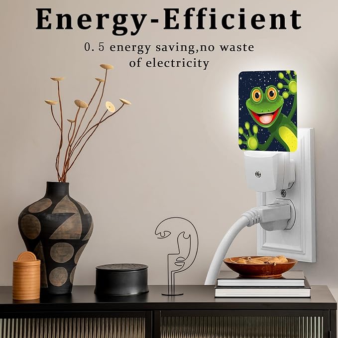 Funny Frog Night Light, Plug-into Wall Nightlight Lamp with Dusk to Dawn Sensor, Led Lamp 0.5W Energy Efficient for Boys Girls Adults Home Decor