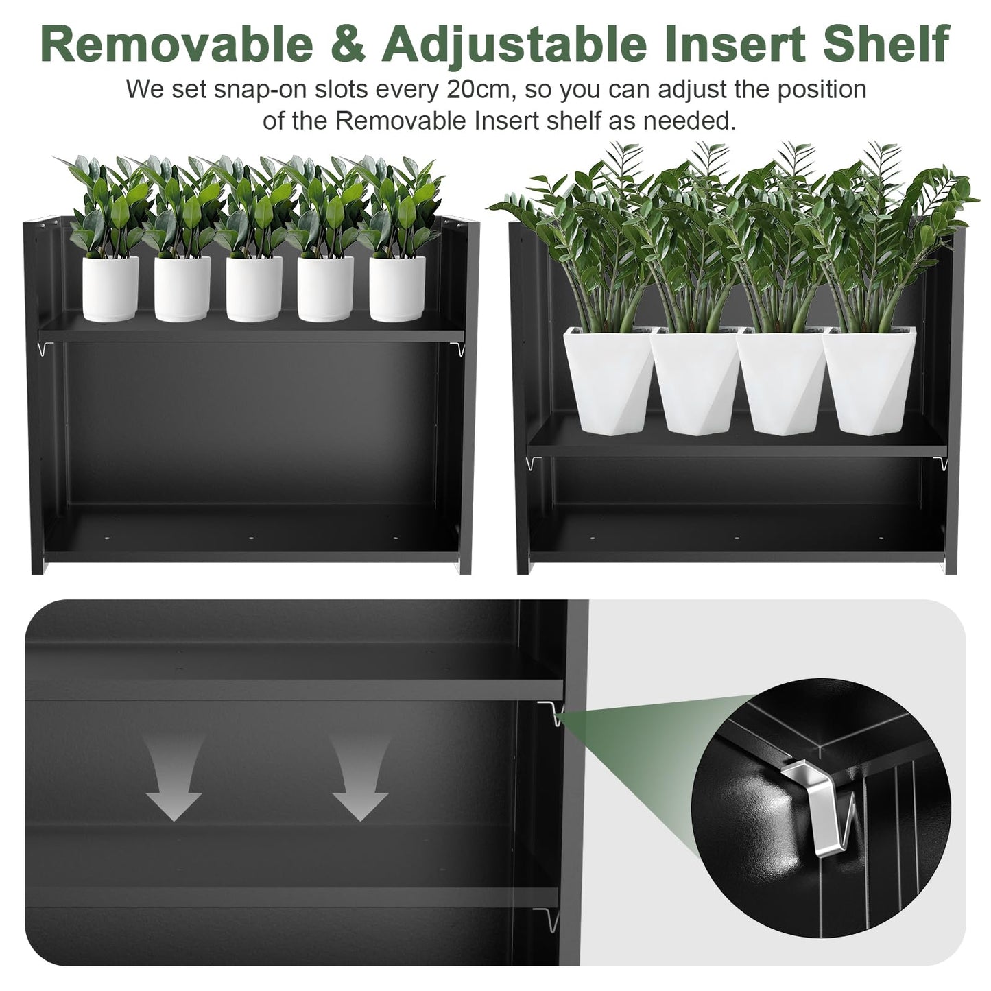 Baotree Metal Large Planter Box 36" L x 12" W x 26" H, Heavy Duty Tall Rectangle Outdoor Planter Box with Removable Insert Shelves for Porch, Garden, Patio, Yard (Black)