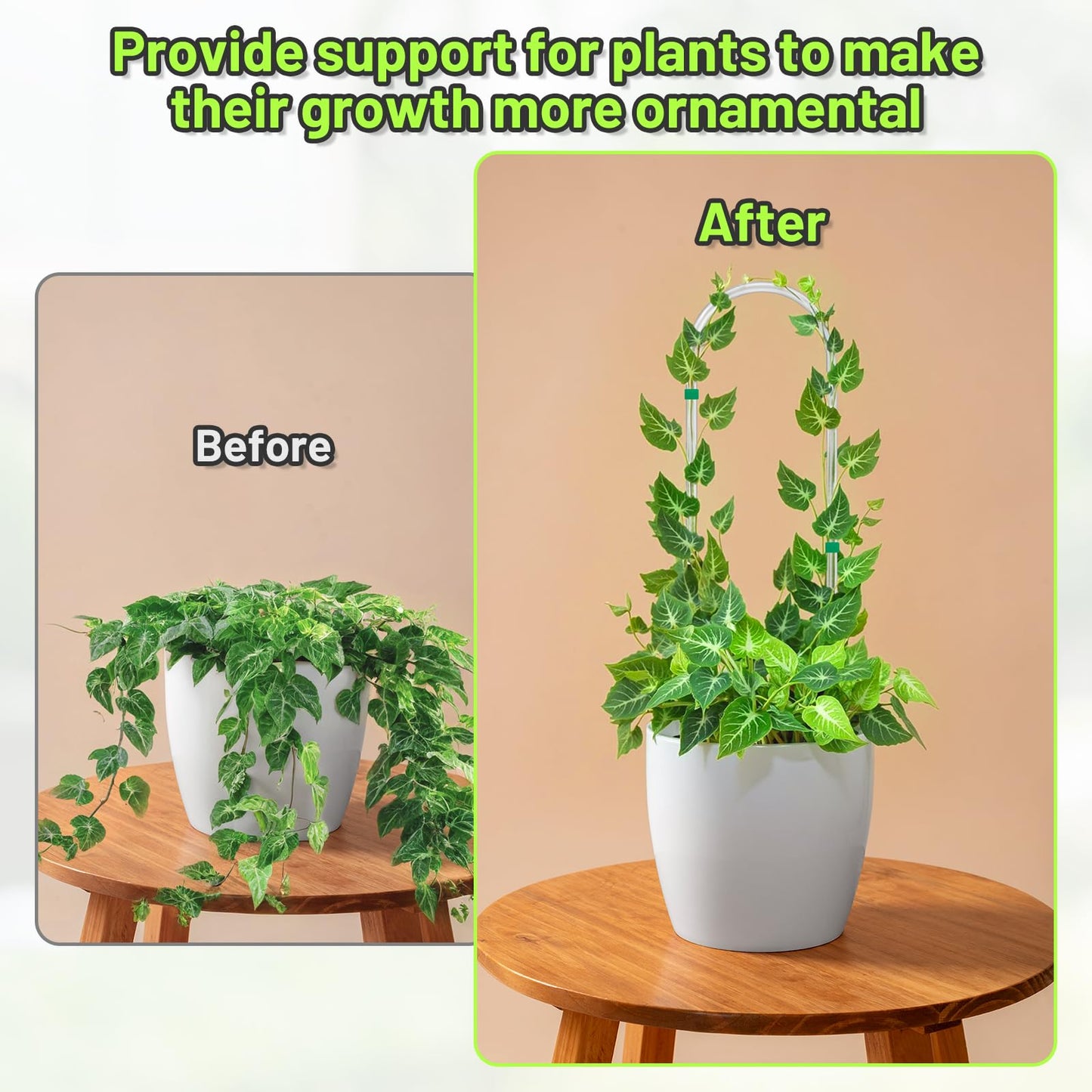 Vokvaktak 3 Pack U-Shape Acrylic Plant Trellis for Indoor Climbing Plants, 16 Inch Small Plant Trellis, Potted Plant Climber Support for Pothos, Vine Ivy, Houseplant