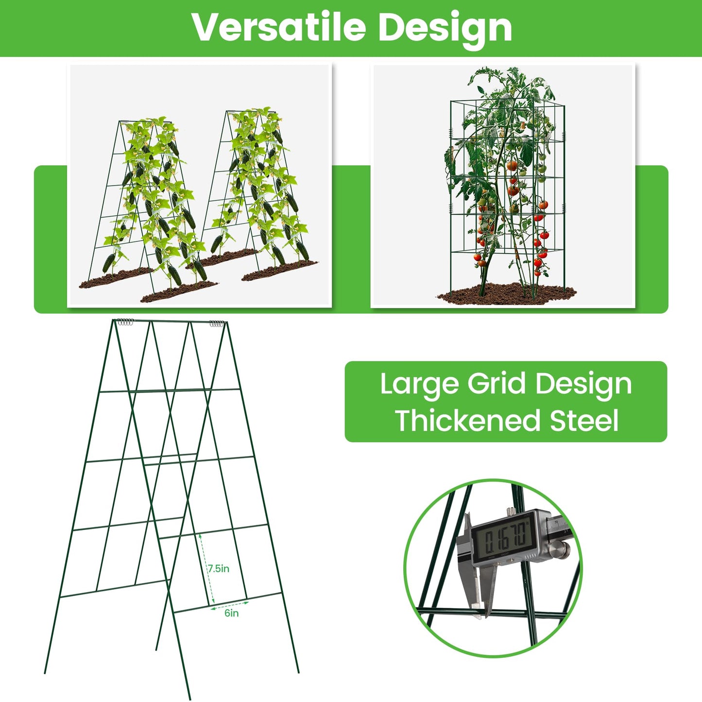 Toriexon Foldable Cucumber Trellis - 4 Pack, A-Frame Garden Trellis 46" L x 18" W, Steel Climbing Plants Support Raised Bed Trellis with Twist Ties & Plant Bags for Climbing Plants Outdoor