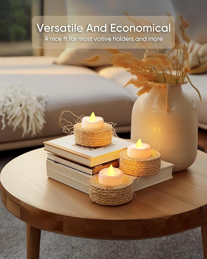 Flameless Candles, 100-Pack Tea Lights Candles Battery Operated Bulk, Flameless Tealight Candles, LED Tea Lights for Christmas Halloween Wedding Fall Decor, 1.5'' D X 1.25'' H, Warm Yellow