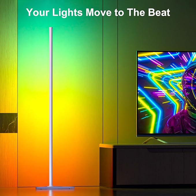 MIHEAL Corner Floor Lamp - Smart RGB LED Corner Lamp with App and Remote Control, 16 Million Colors & 68+ Scene, Music Sync, Timer Setting -for Living Rooms, Bedrooms, and Gaming Rooms