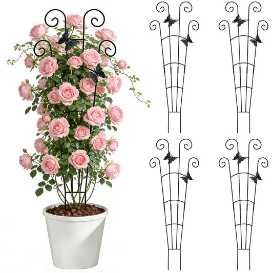 Trellis for Climbing Plants Indoor 4 Pack 30 Inch,Rustproof Metal Garden Trellis for Potted Plants,Sturdy Houseplant Support Indoor Outdoor for Ivy Pothos Monstera Hoya Flower Vine ﻿ ﻿ ﻿ ﻿