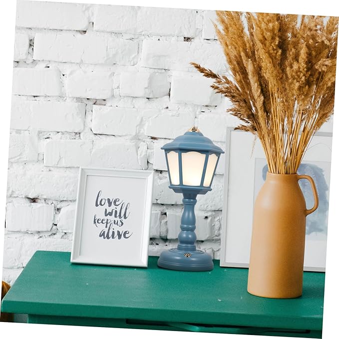 Healifty Vintage USB Rechargeable Table Lamp Level Dimmable Mini Night Light for Bedroom Decor Eye Caring Creative Retro Style Decorative Tabletop Lamp Compact Space Saving Design in Blue