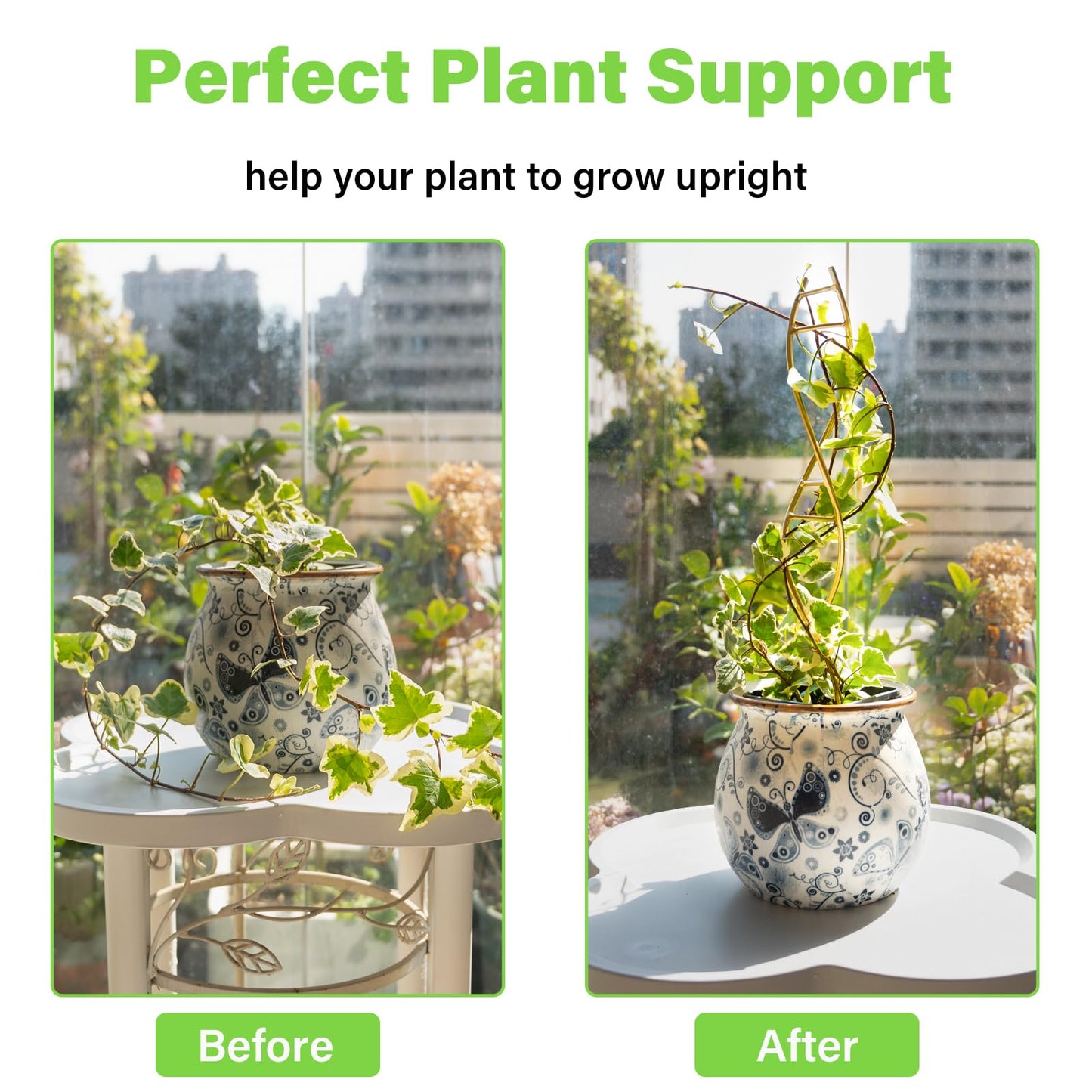 Yohsnor 3PCS DNA Plant Trellis Indoor and Outdoor - Lightweight Metal Trellis for Potted Plants, Hoya & Pothos Climbing Support, Artistic Geometric Design, Durable & Easy Installation