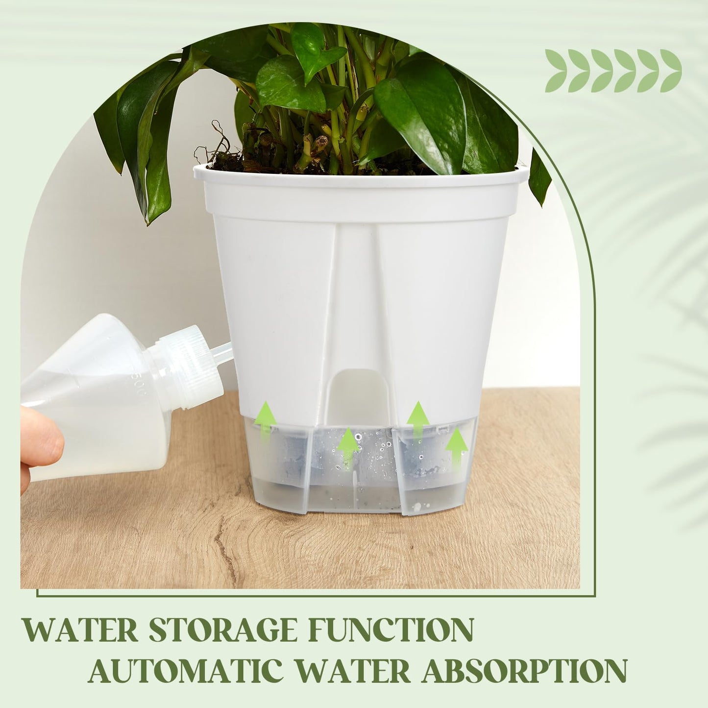 Wonderjune Self Watering Pots for Indoor Plants with Deep Reservoir and High Drainage Holes for Outdoor Plants and Flowers, Bare Root Planter(4.72'', 5.91'', 7.09'',White,9 Pcs)