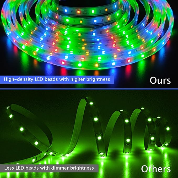 120ft Total (3x40ft) - 3 Pack Solar Led Strip Lights Outdoor (Four-Color Mixed), 8 Mode with Remote Timer and Auto On/Off, Self-Adhesive Waterproof, Great for Yard, Garden, Stair Decor