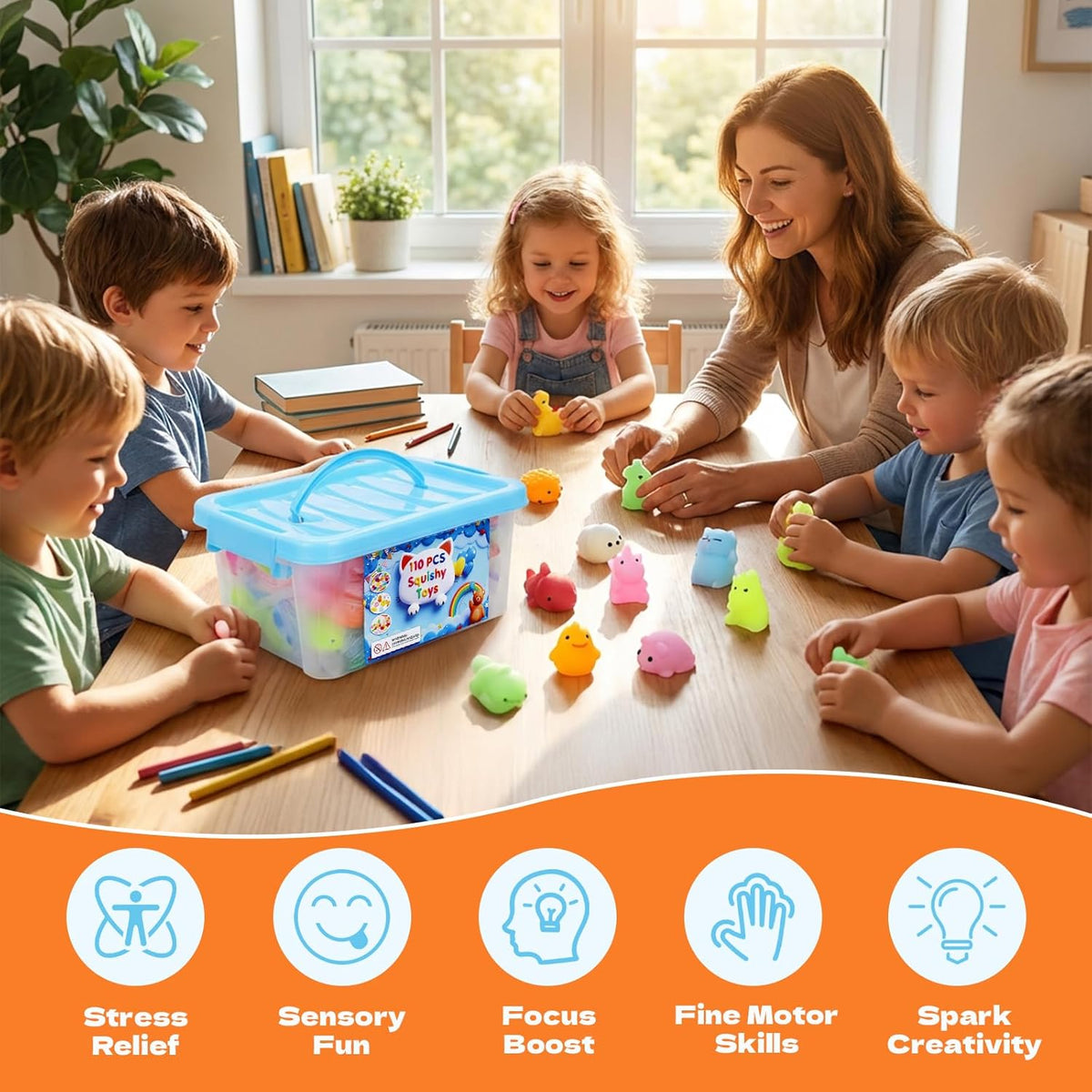 Mochi Squishy Fidget Toys by [Brand Name] - 110 Pack Soft Stress Relief & Ideal Party Favors