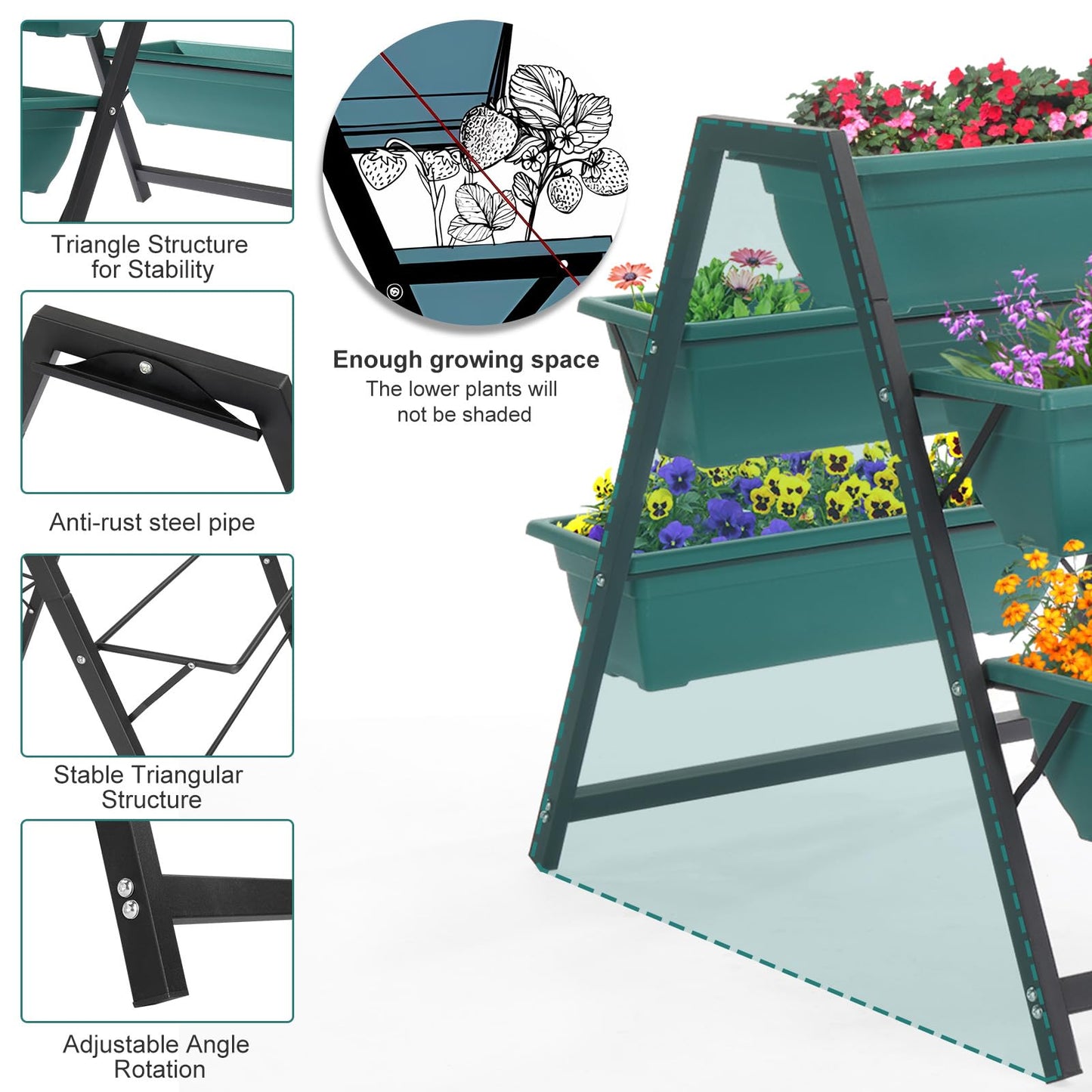 BLZIYUFZK Vertical Raised Garden Bed for Herbs, Flowers, or Vegetables in Patio Balcony Indoor OutdoorRaised，Garden Planter Bed, Tiered Planter Stand with 5 Boxes