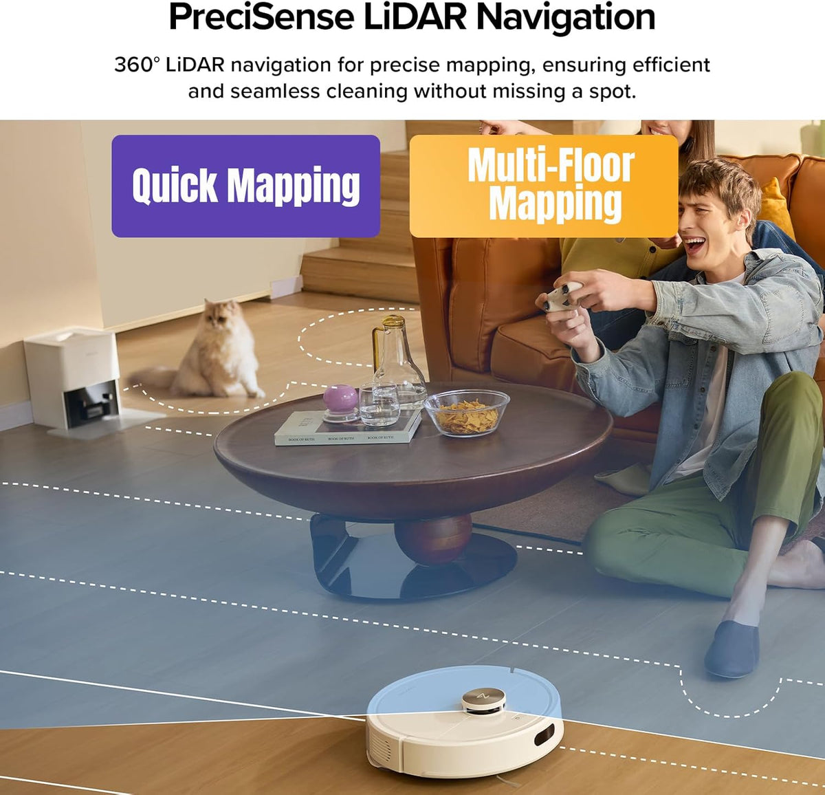 Roborock Q7 M5+ Robot Vacuum & Mop - 10000Pa Suction, Self-Emptying, App Control | White