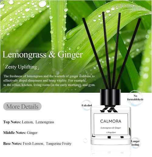 CALMORA Essential Oil Reed Diffuser Set - 3-Pack 50ml Flameless Room Air Fresheners | Perfect for Bedroom & Bathroom