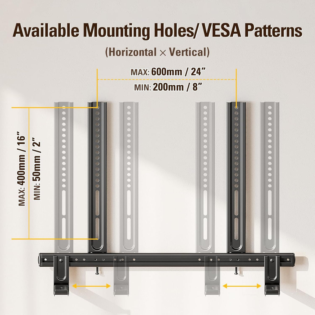Mounting Dream Soundbar Mount - Heavy Duty Wall Bracket for Sound Bars Up to 26.5 LBS | Adjustable Height & No-Slip Base