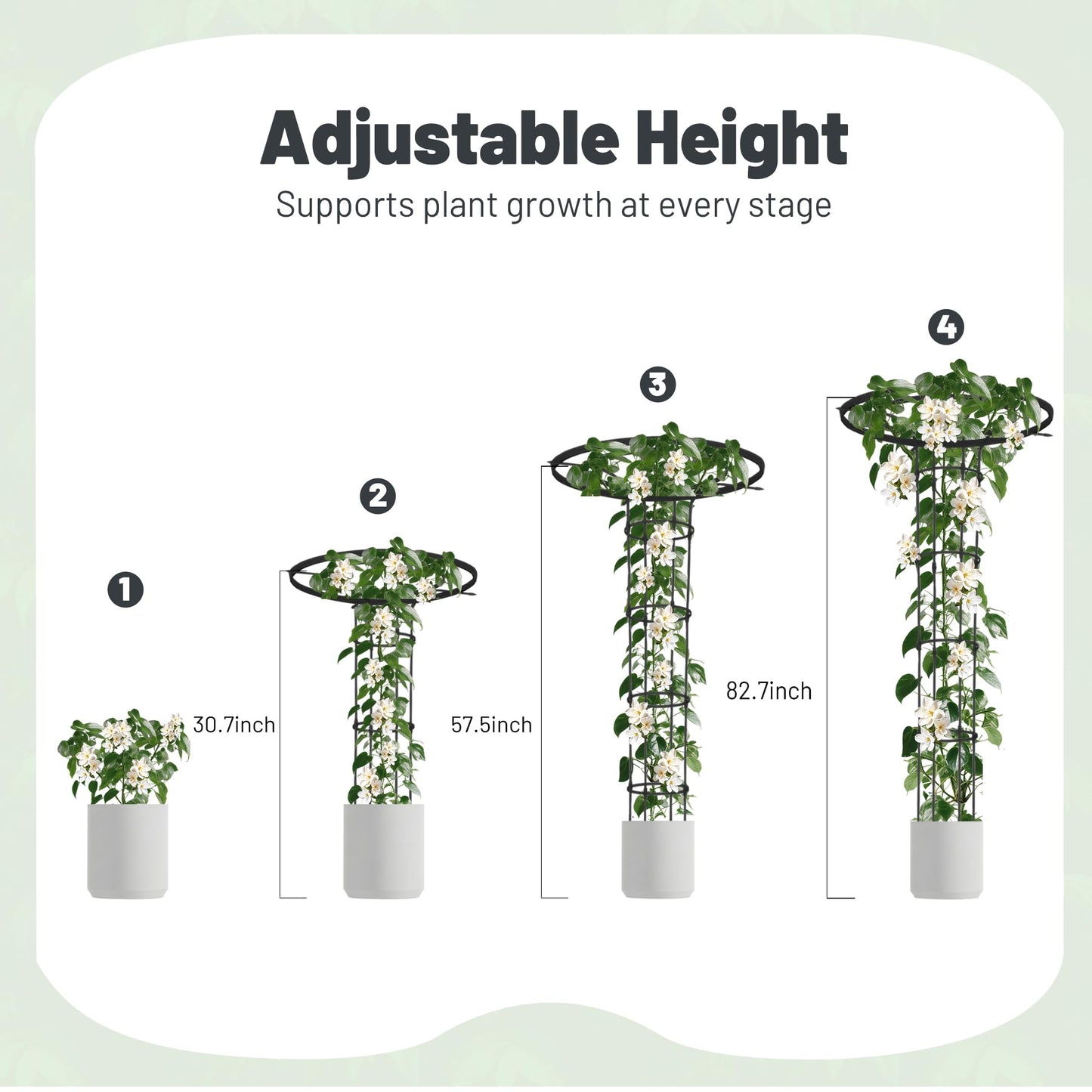 OnlyGarden Garden Trellis for Climbing Plants Outdoor, 6.9FT Tall Metal Obelisk Trellis, 82.7" Umbrella Trellis for Potted Plants, Mushroom Top Trellises for Vines, Rose, Clematis, Pea, Bean, Tomato
