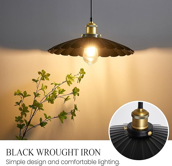 Plug in Hanging Light,15.7 Inch Retro Black Metal Shade Plug in Hanging Lamp On/Off Switch Dining Room Hallway Vintage Hanging Pendant Light for Farmhouse 2Pack