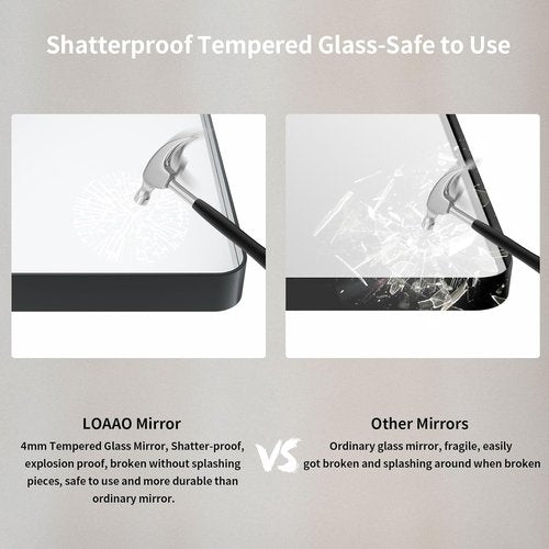 LOAAO Black Metal Framed Bathroom Mirror - Large 84x32 Inch Rounded Rectangle, Anti-Rust Tempered Glass