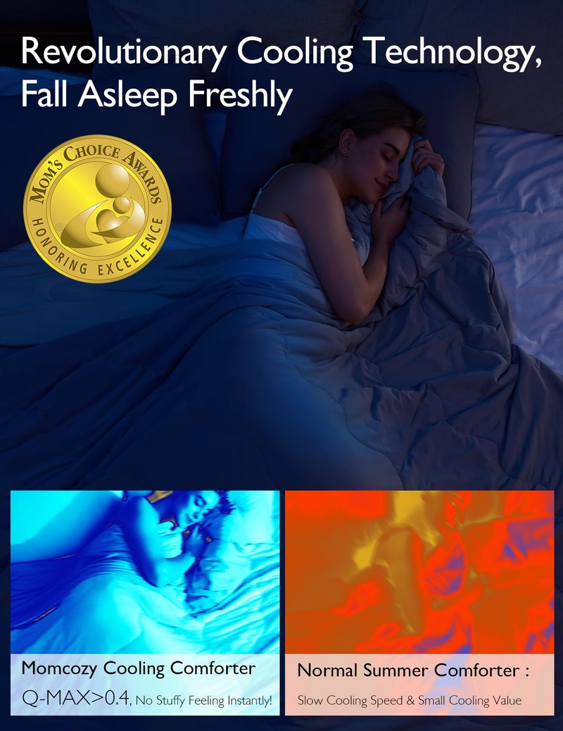 Momcozy Life CoolMurm Cooling Comforter for Hot Sleepers, King/Cali King 106"x90" Soft Breathable Pregnancy Cooling Blanket, 3-Second Cooling, 8 Hours+ Stay Cool All Night, Deep Light Grey