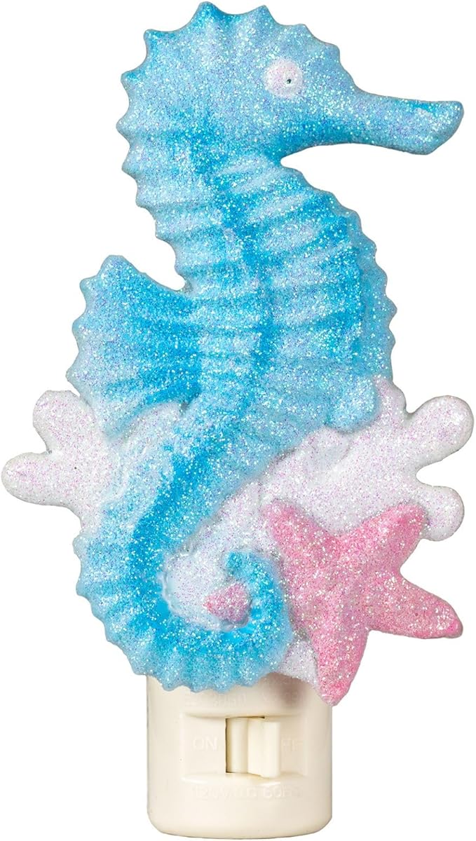 Novelty Lights LED Lamp Seahorse with Starfish Spring Summer Decoration Night Light with Swivel Plug