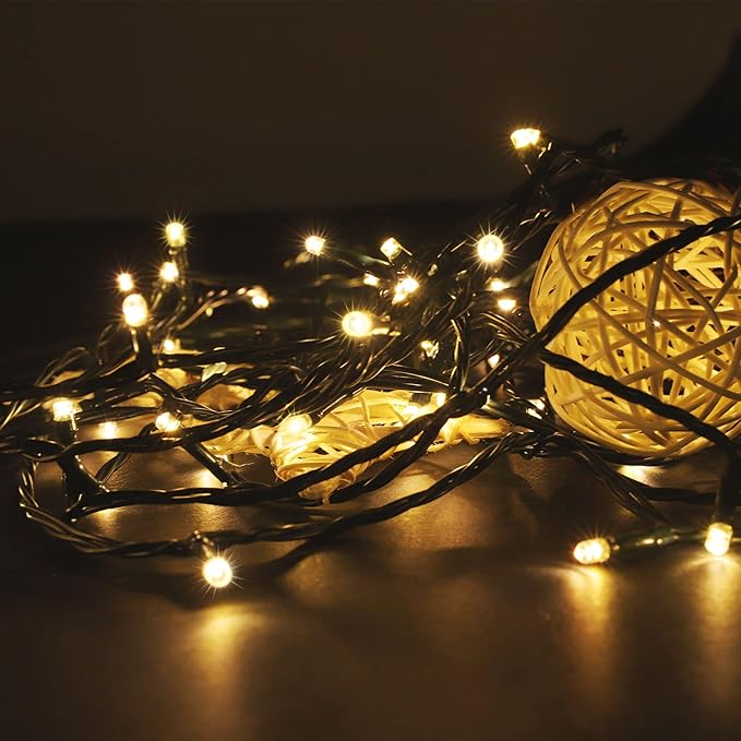 PMS 100-1000 LED Christmas Lights, Low Voltage Fairy String Lights with 8 Modes, Ideal for Xmax Tree, Garden, Home, Party, Halloween Festival Deco (Warm White, 300 LEDs)